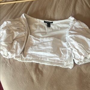 White Puff Sleeve crop Top